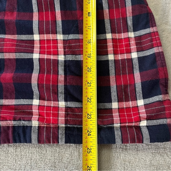 Eddie Bauer Navy & Red Plaid Button Down Lined Hooded Shacket - Picture 11 of 12